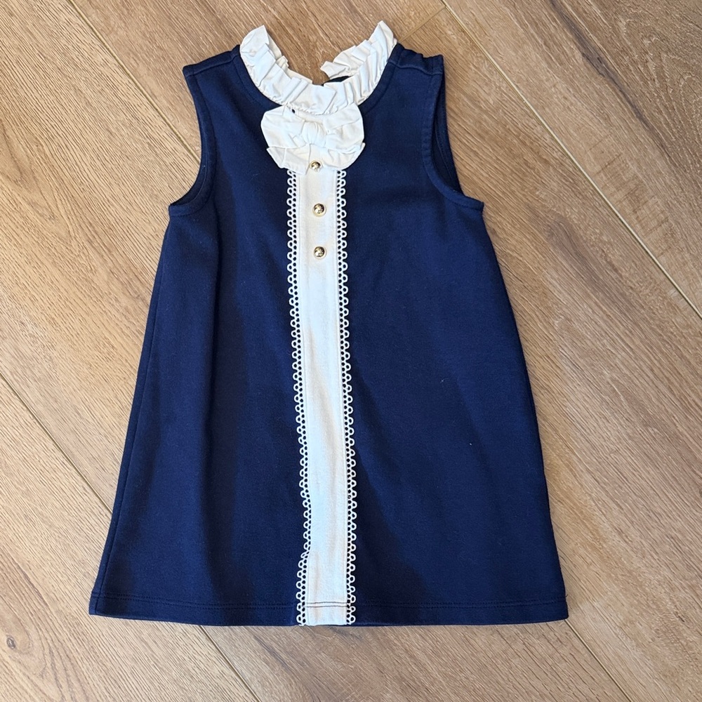 Janie and Jack Navy Dress with Cream Details